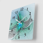 Abstract met blauwe, moderne fractale kunst vierkante klok (Hoek)