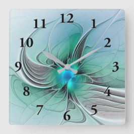 Abstract met blauwe, moderne fractale kunst vierkante klok