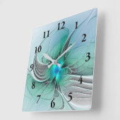 Abstract met blauwe, moderne fractale kunst vierkante klok (Hoek)