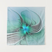 Abstract met blauwe, moderne fractale kunst wandkleed (Voorkant)