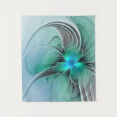 Abstract met blauwe, moderne fractale kunst wandkleed (Voorkant)