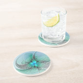 Abstract met blauwe, moderne fractale kunst zandsteen onderzetter (Zijkant)