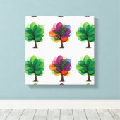 Abstract met bomen omlijnd canvas afdruk (Insitu (Houten vloer))