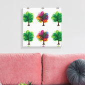 Abstract met bomen omlijnd canvas afdruk (Insitu (Woonkamer))
