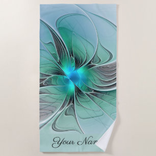 Abstract met de blauwe, moderne fractale Art naam Strandlaken