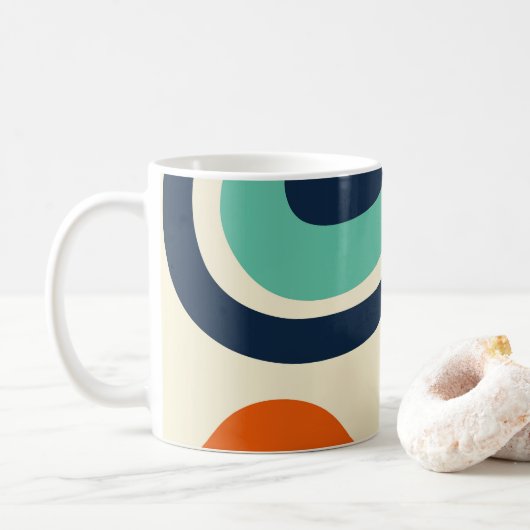 Abstract met een minimaal retro ontwerp koffiemok (Met donut)