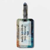 Abstract met foto's van Rocks National Lakeshore Bagagelabel (Achterkant verticaal)