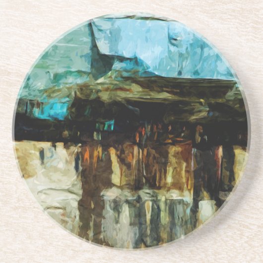 Abstract met foto's van Rocks National Lakeshore Zandsteen Onderzetter (Voorkant)