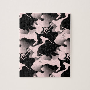 Abstract met gemarmerde roze en zwarte vlekken legpuzzel