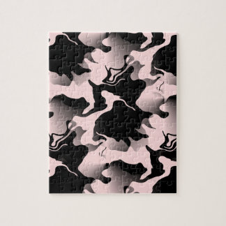 Abstract met gemarmerde roze en zwarte vlekken legpuzzel