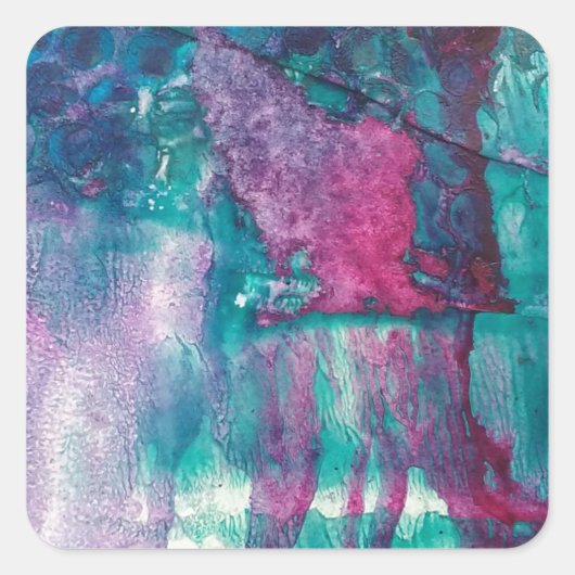 Abstract met inkt gemorst vierkante sticker (Voorkant)