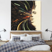 Abstract met meerdere/drie panels | Vliegtuiglijne Canvas Afdruk (Insitu (Slaapkamer))