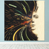 Abstract met meerdere/drie panels | Vliegtuiglijne Canvas Afdruk (Insitu (Houten vloer))