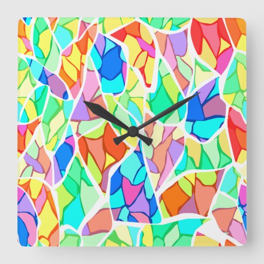 Abstract met meerdere kleuren vierkante klok (Voorkant)