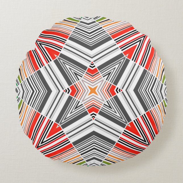 Abstract met sierbekleding gestript naadvormig pat rond kussen (Voorkant)