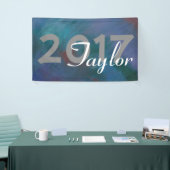 Abstract met stropdas vervormd | Blauw groen Paars Spandoek (Beurs)