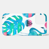 Abstract met waterverf flamingo en willekeurig ele Case-Mate iPhone case (Achterkant (horizontaal))