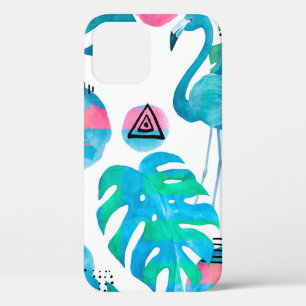 Abstract met waterverf flamingo en willekeurig ele Case-Mate iPhone case