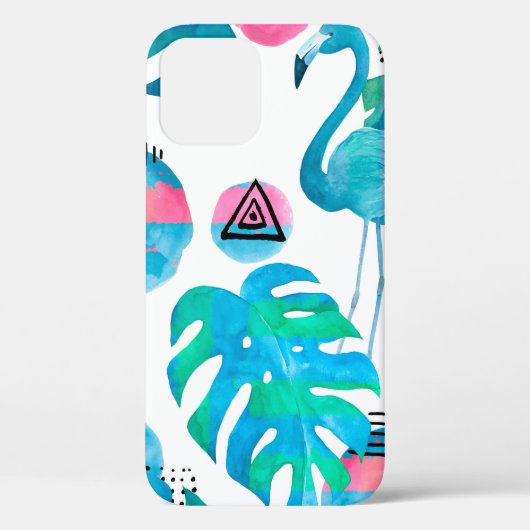 Abstract met waterverf flamingo en willekeurig ele Case-Mate iPhone case (Achterkant)