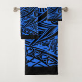 Abstract met zwarte en blauwe tribale bad handdoek (Insitu)