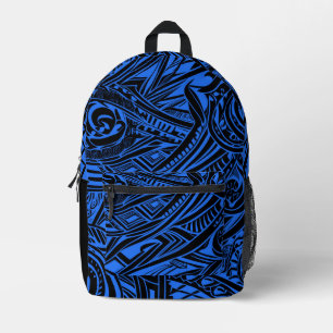 Abstract met zwarte en blauwe tribale bedrukte rugzak