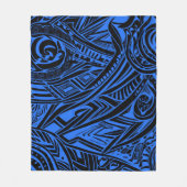 Abstract met zwarte en blauwe tribale fleece deken (Voorkant)
