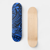 Abstract met zwarte en blauwe tribale persoonlijk skateboard (Voorkant)