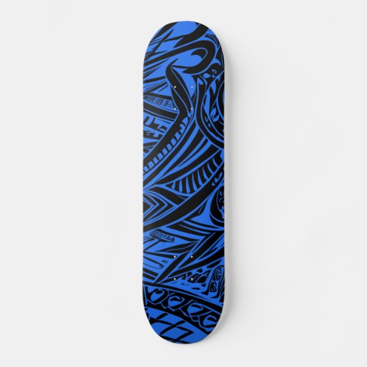Abstract met zwarte en blauwe tribale persoonlijk skateboard (Voorkant)