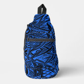 Abstract met zwarte en blauwe tribale sling bag (Voorkant)