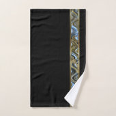 Abstract metaalgoud en blauwe golven op zwart bad handdoek (Handdoek)