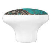 Abstract Metal & Stone in Aqua Verdigris  Keramische Knop (Zijkant)