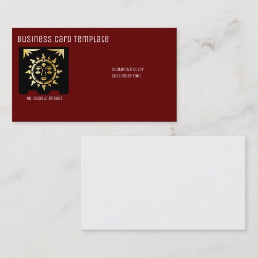 Abstract Metallic Gold Sun Aztec Visitekaartje (Voorkant / Achterkant)