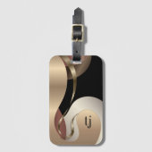 Abstract metallisch patroon met monogram bagagelabel (Voorkant (verticaal))