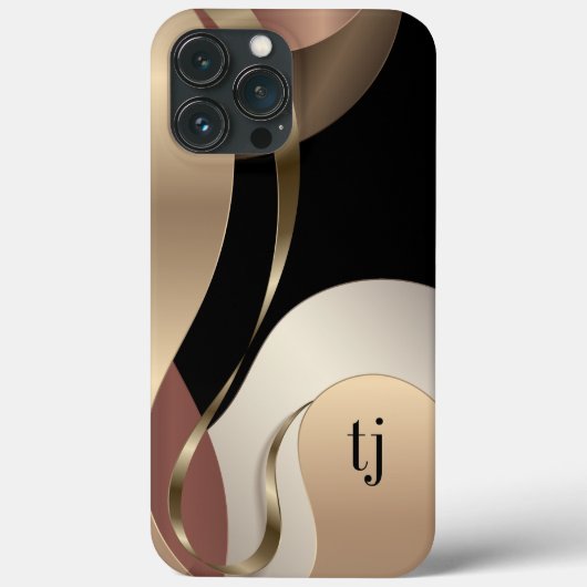 Abstract metallisch patroon met monogram Case-Mate iPhone case (Achterkant)