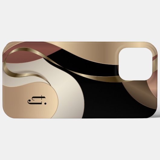 Abstract metallisch patroon met monogram Case-Mate iPhone case (Achterkant (horizontaal))