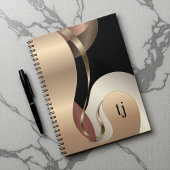Abstract metallisch patroon met monogram Initialen Notitieboek