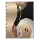 Abstract metallisch patroon met monogram Initialen Notitieboek (Voorkant)