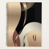 Abstract metallisch patroon met monogram Initialen Planner (Voorkant)