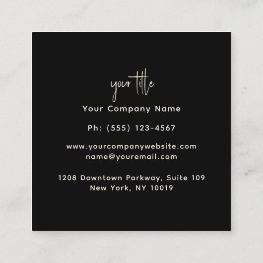 Abstract metallisch patroon met monogram vierkante visitekaartje (Achterkant)