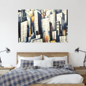 Abstract Metropolis Canvas Afdruk (Insitu (Slaapkamer))