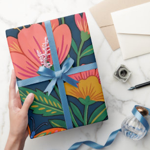 Abstract Mexicaans Volk Bloemen Inpakpapier