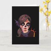 Abstract Mexican Day Of The Dead Woman Kaart (Gele Bloem)