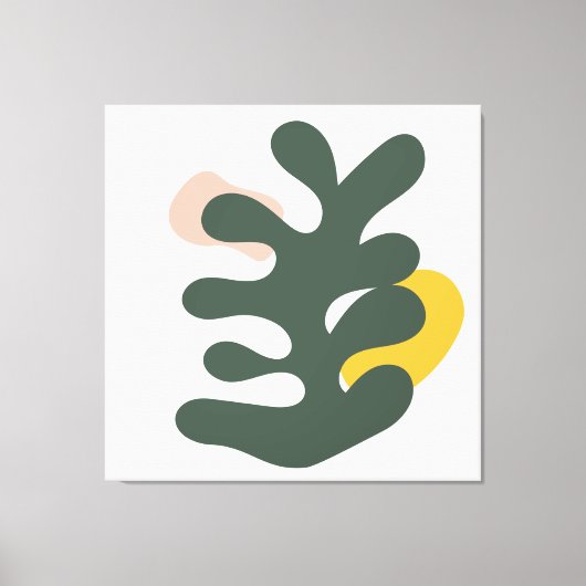 Abstract Mid Century Botanical Green Plant Canvas Afdruk (Voorkant)