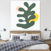 Abstract Mid Century Botanical Green Plant Canvas Afdruk (Insitu (Slaapkamer))