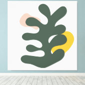 Abstract Mid Century Botanical Green Plant Canvas Afdruk (Insitu (Houten vloer))