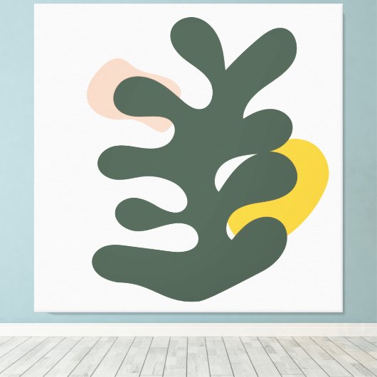 Abstract Mid Century Botanical Green Plant Canvas Afdruk (Insitu (Houten vloer))