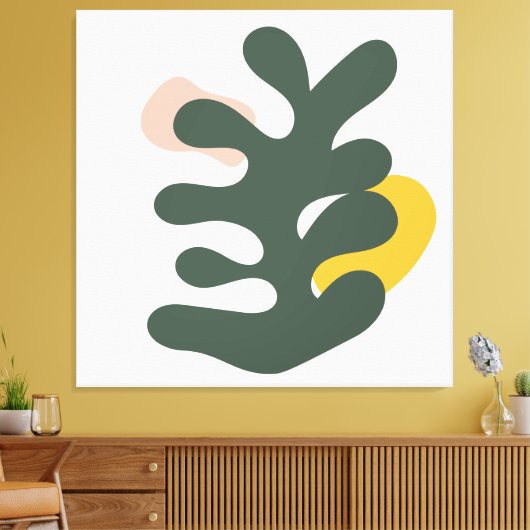 Abstract Mid Century Botanical Green Plant Canvas Afdruk (Insitu (Woonkamer))