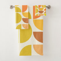 Abstract mid century modern cirkels oranje geel