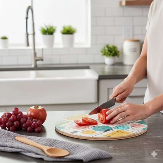 Abstract Mid-Century Modern Script Cutting Board Snijplank