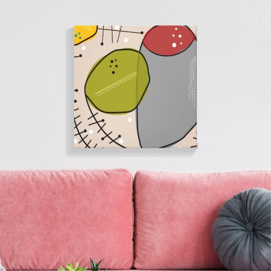 Abstract mid-century modern wrapped Canvas (Insitu (Woonkamer))
